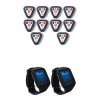 Sistema de llamado de mozos EasyCall inalámbrico, 10 pulsadores, 10 soportes acrílicos, 2 relojes, alcance 100 m, audio y vibración