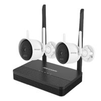 Kit de cámaras de seguridad Hikvision EasyLink, 2 cámaras bullet interior/exterior, 4MP, Wi-Fi, infrarrojo, NVS 1TB, blanco