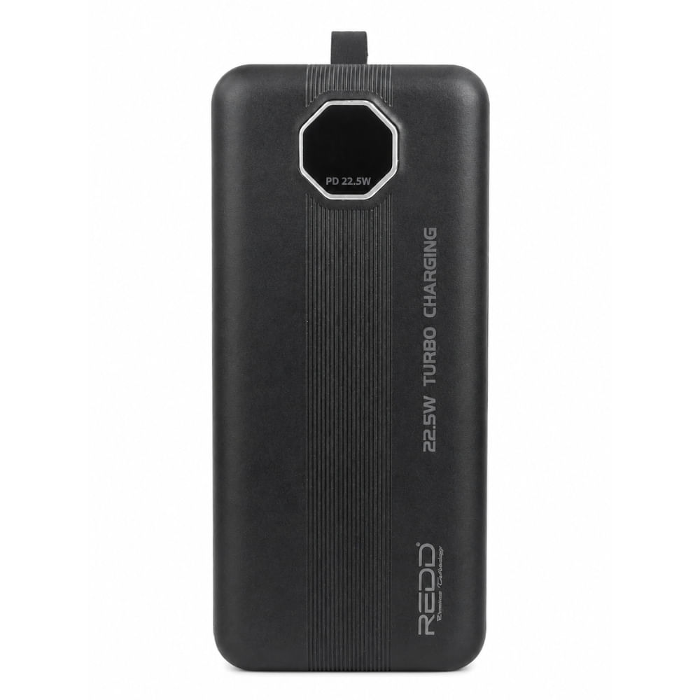 Imagen 1 del producto Batería externa Redd, 40000mAh, 22.5W, Turbo Charge, USB-A y USB-C, display LED, compatible Android, iPhone y tablets, negro