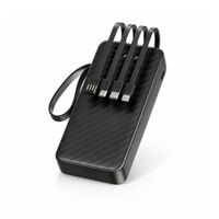 Batería externa Bossney, 10000mAh, 22.5W, carga rápida, 4 cables integrados, linterna LED, compatible Android, iPhone y iPad, negro