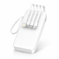 Batería externa Bossmey BS-E5743, 10000mAh, 22.5W, 4 cables integrados, linterna LED, Android, iPhone y iPad, blanco