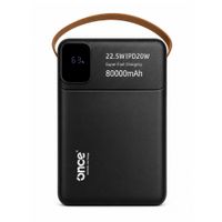 Batería externa Once OC-113PW, 80000mAh, PD 20W, 22.5W, USB-A/USB-C, display LED, linterna, negro