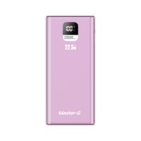 Batería externa Master-G UCP20PPD, 20000mAh, 22.5W, Power Delivery, pantalla LCD, USB-C, rosado metálico