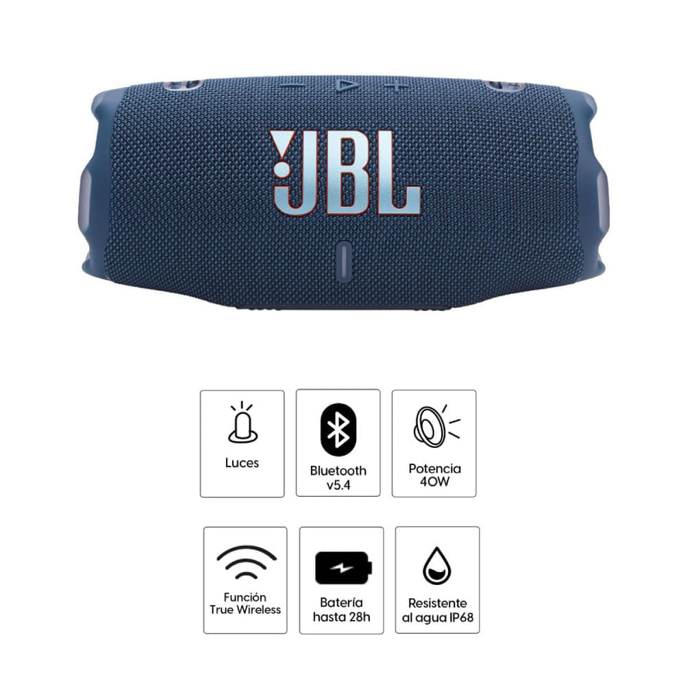 Imagen 2 del producto Parlante bluetooth JBL Charge 6 con Auracast 45W, resistente al agua IP68, hasta 28 horas de reproducción, azul