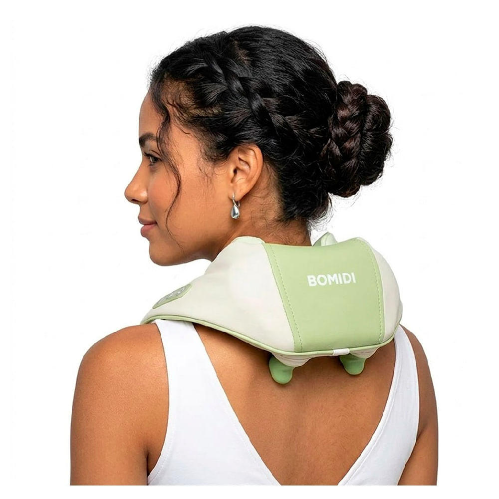 Imagen 2 del producto Masajeador de cuello y hombros Bomidi MP2 Lite, calor 42°, masaje 6D, 3 intensidades, USB-C, verde agua