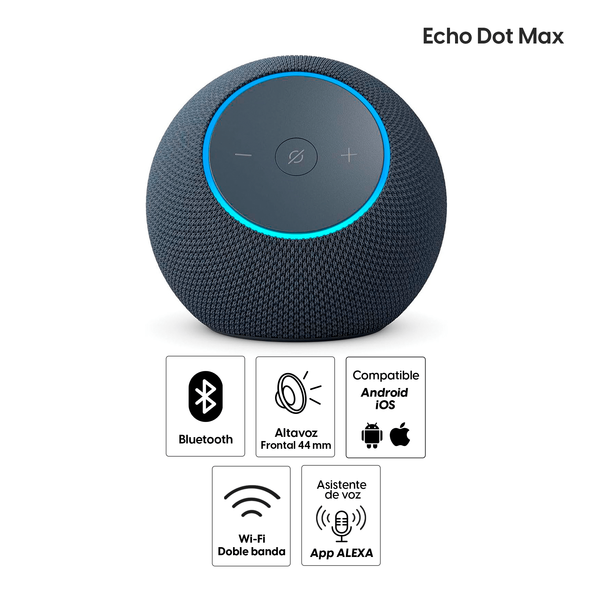 Imagen 2 del producto Parlante inteligente Amazon Echo Dot Max, control de voz, Alexa, Wi-Fi, bluetooth, negro