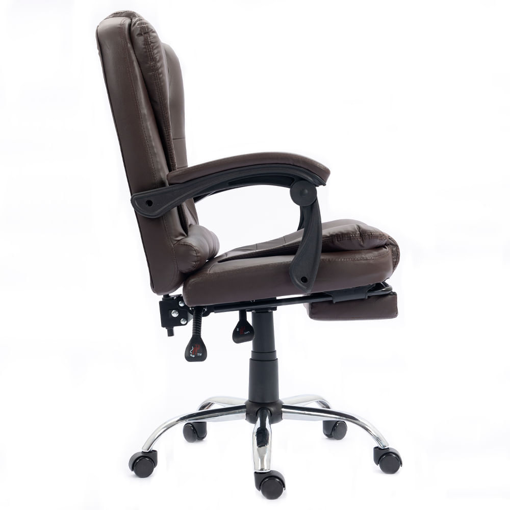 Imagen 2 del producto Silla de oficina gerencial Sillium, cuero combinado, reclinación 90° a 155°, reposapiés, cabecera, marrón oscuro