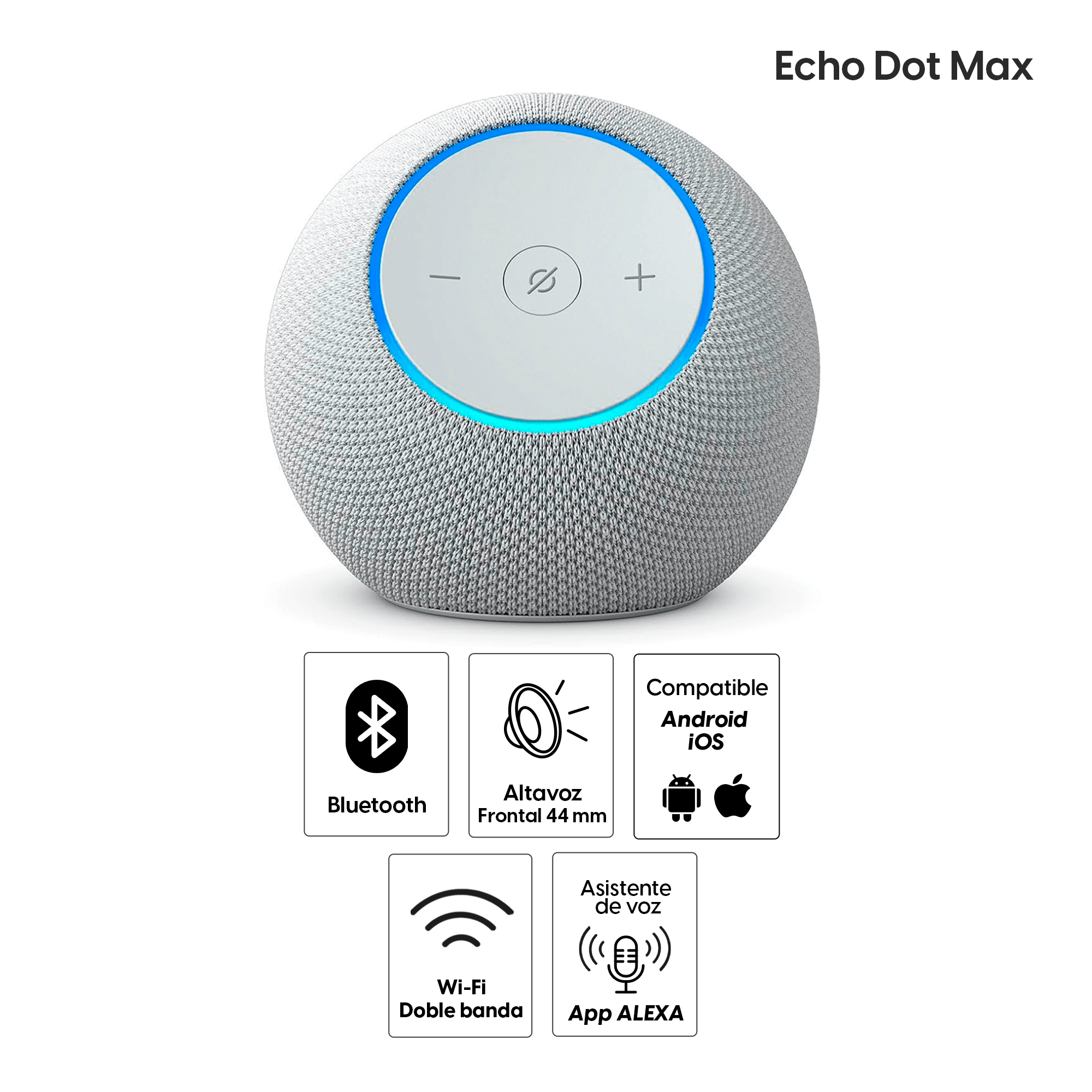 Imagen 2 del producto Parlante inteligente Amazon Echo Dot Max, control de voz, Alexa, Wi-Fi, bluetooth, blanco