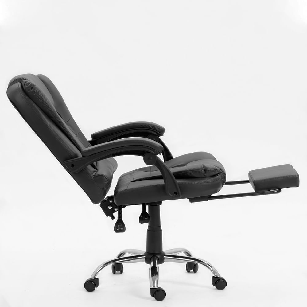 Imagen 2 del producto Silla de oficina gerencial Sillium, cuero combinado, reclinación 90° a 155°, reposapiés, cabecera, negro
