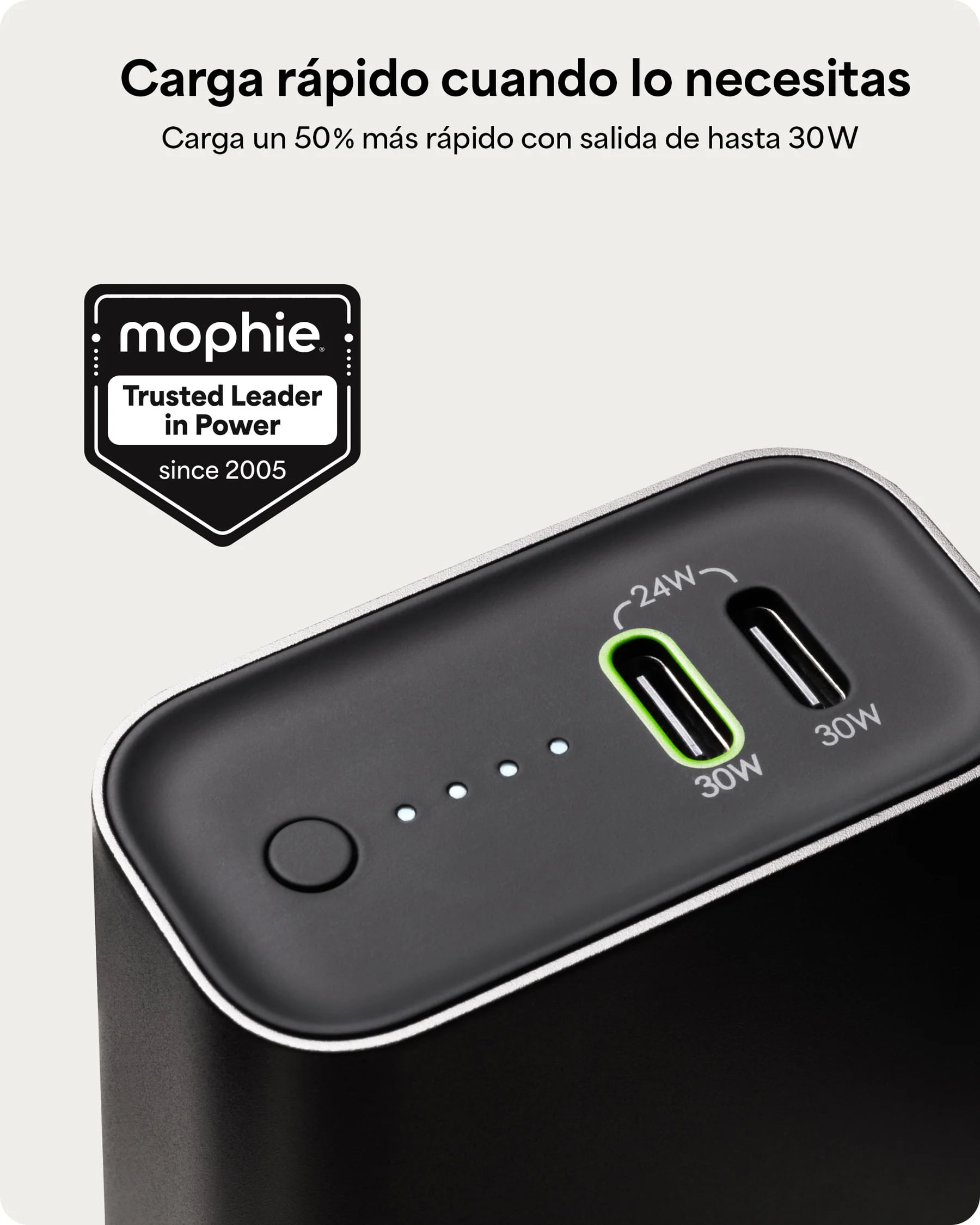 Imagen 2 del producto Batería externa mophie Powerstation Gen 3, 10000mAh, 2 USB-C PD, carga rápida, indicador LED, negra