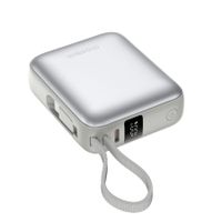 Batería externa Choetech B832-GY, 10000mAh, 35W, USB-C PD y QC, cable USB-C integrado, pantalla LED, plata