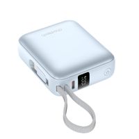 Batería externa Choetech B832-GY, 10000mAh, 35W, USB-C PD y QC, cable USB-C integrado, pantalla LED, celeste