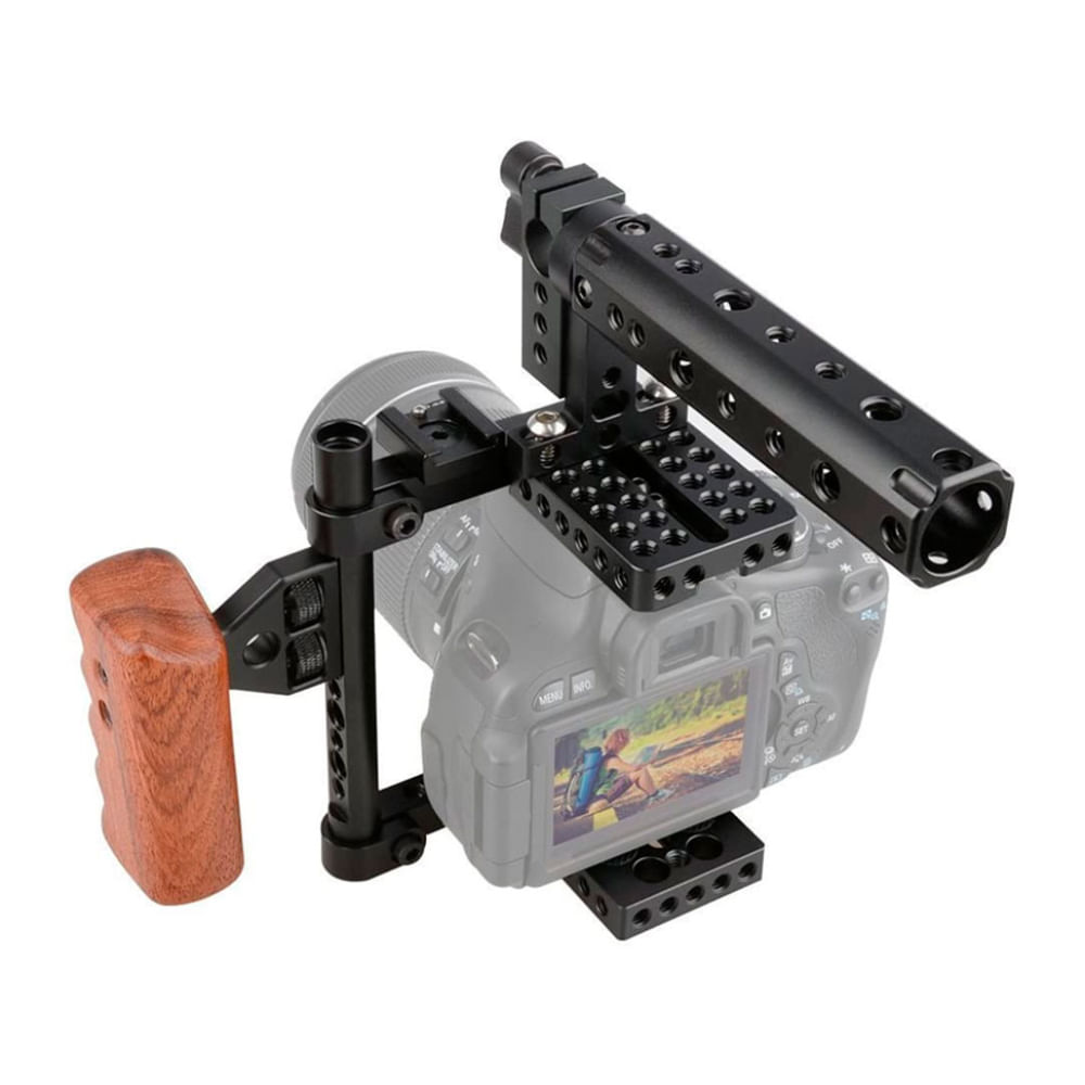 Imagen 2 del producto Jaula Camvate para cámara fotográfica, montaje de múltiples accesorios, aleación de aluminio, madera, negro