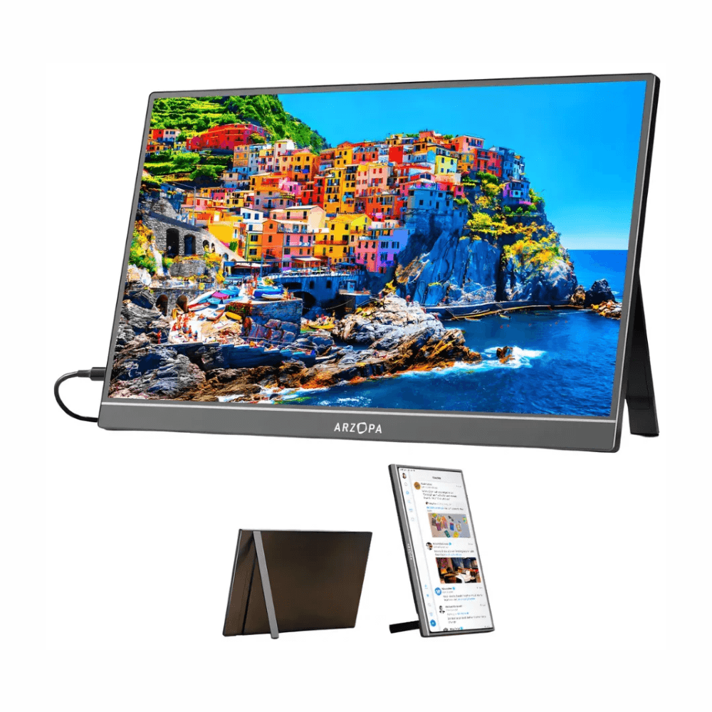 Imagen 2 del producto Monitor portátil Arzopa A1M 17.3"" IPS FHD, 60Hz, 5ms, Mini HDMI, 2 USB-C, negro + Funda