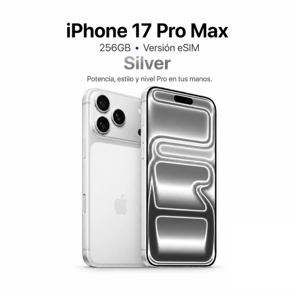 Imagen 2 del producto iPhone 17 Pro Max eSIM 5G 256GB, 12GB RAM, triple cámara 48MP, frontal 12MP, 6.9"", A19 Pro, Silver