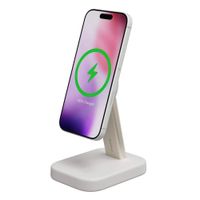 Base de carga inalámbrica mophie para iPhone MagSafe, Qi2, 15W, soporte ajustable, blanco