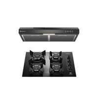 Combo: Encimera a gas Electrolux KE4GC 4 hornillas 60cm + campana extractora Electrolux DE6SB 60cm, LED, negra