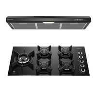 Combo: Encimera a gas Electrolux KE5GW 5 hornillas 80cm + campana extractora Electrolux DE9SB 90cm, LED, negra