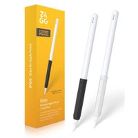 Grip de silicona Zagg para Apple Pencil, set de 2 unidades, diseño ergonómico, mejor agarre, negro/blanco