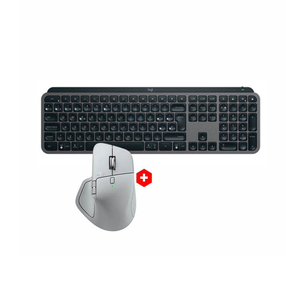 Imagen 1 del producto Combo Logitech: Mouse inalámbrico MX Master 4 Bluetooth, 8000 DPI, 8 botones, blanco + Teclado inalámbrico MX Keys S Bluetooth, membrana, negro