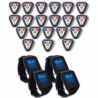 Sistema de llamado de mozos EasyCall inalámbrico, 20 pulsadores, 20 soportes acrílicos, 4 relojes, sonido y vibración