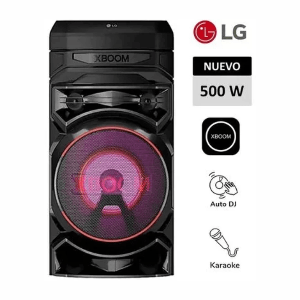 Imagen 2 del producto Parlante de torre LG XBOOM RNC5 300W RMS, Multi Bluetooth, Radio FM, USB, karaoke, luces LED, negro