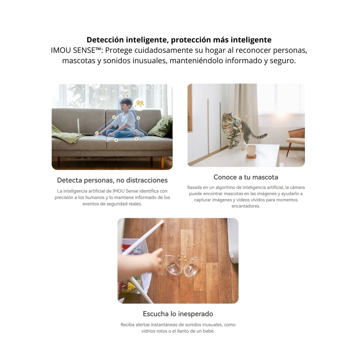 Imagen 2 del producto Cámara de seguridad Imou Ranger 2 Pro, interior, 3MP 2K, Wi-Fi, visión nocturna, movimiento 355°, microSD 64GB, blanco