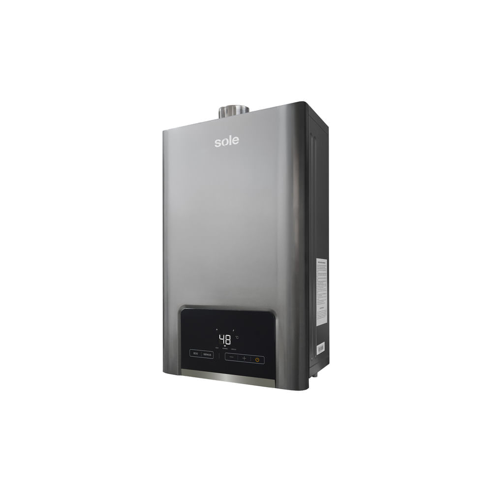 Imagen 2 del producto Calentador de agua Sole Genius a gas GLP, 26L/min, panel digital, temperatura constante, accesorios, gris oscuro