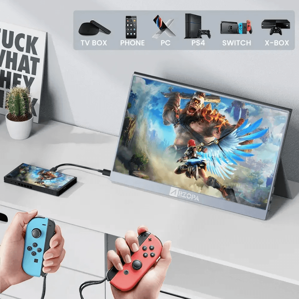 Imagen 2 del producto Monitor portátil Arzopa A1 Gamut 15.6"" IPS FHD, 60Hz, 3ms, Mini HDMI, USB Tipo-C, HDR, Plug & Play, parlantes, negro + Funda