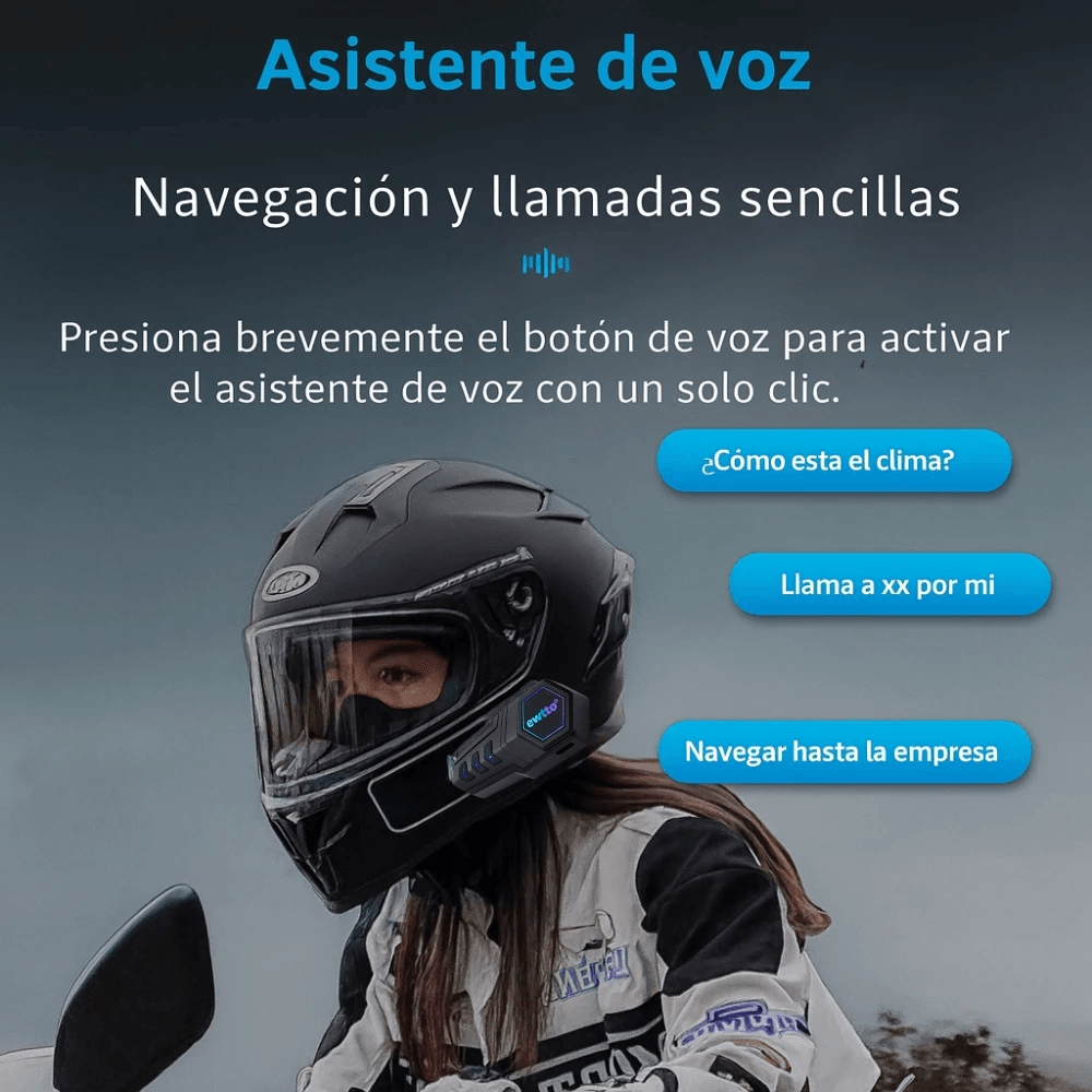 Imagen 2 del producto Intercomunicador Bluetooth Ewtto ET-A4956B para casco de moto, Bluetooth 5.3, IPX6, IA por voz, RGB, 25h, negro + Micrófono 2 en 1