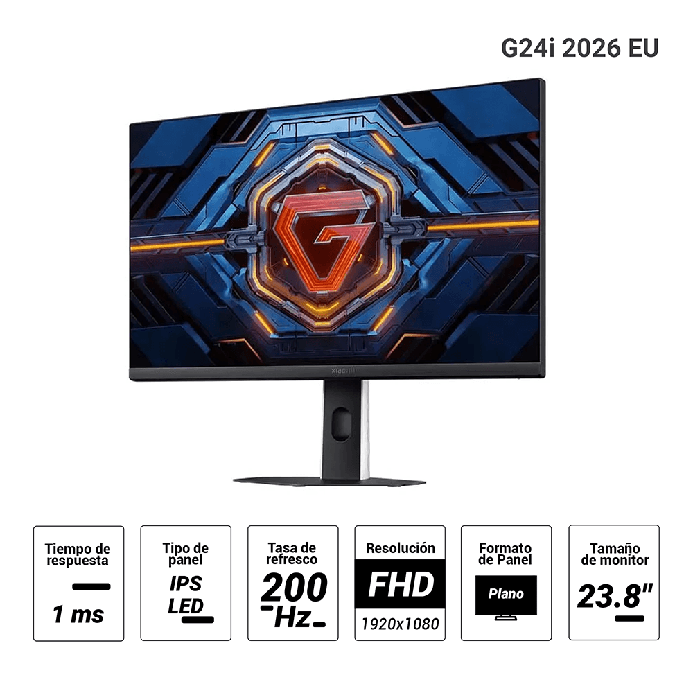 Imagen 2 del producto Monitor gamer Xiaomi G24i 2026 EU plano 23.8"" IPS LED FHD, 200Hz, 1ms GTG, HDMI/DisplayPort, antirreflejos, VESA, gaming, negro
