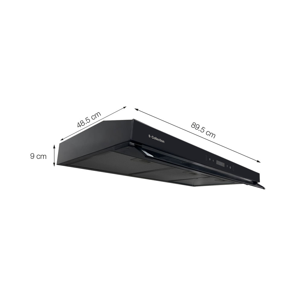 Imagen 2 del producto Campana extractora Sole Scollection slim black 90cm, 244W, 3 niveles de absorción, negro