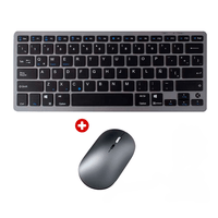 Kit inalámbrico Kreed teclado y mouse, membrana, conexión USB, recargable, negro con gris