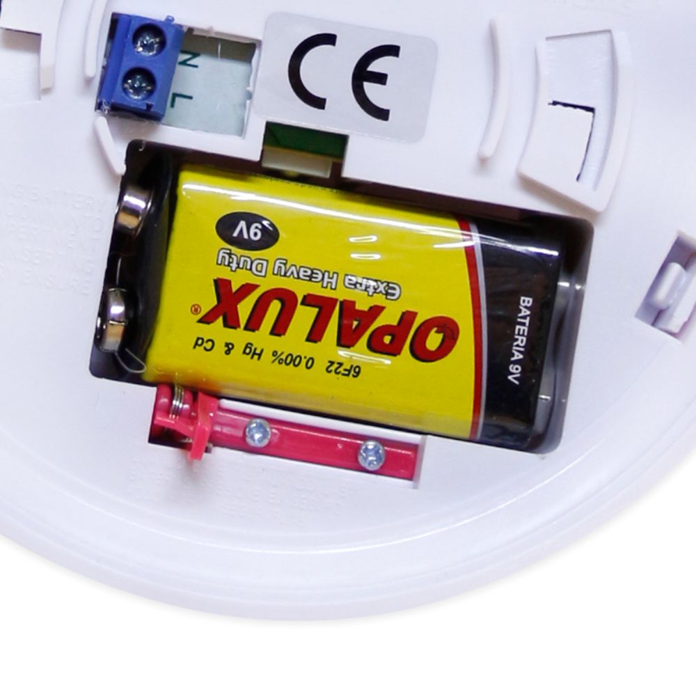 Imagen 2 del producto Detector de humo Opalux Slim IP20 con batería, dual 9VDC 220VAC