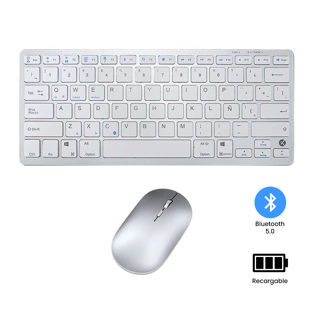 Imagen 2 del producto Kit inalámbrico Kreed teclado y mouse, membrana, conexión USB, recargable, blanco