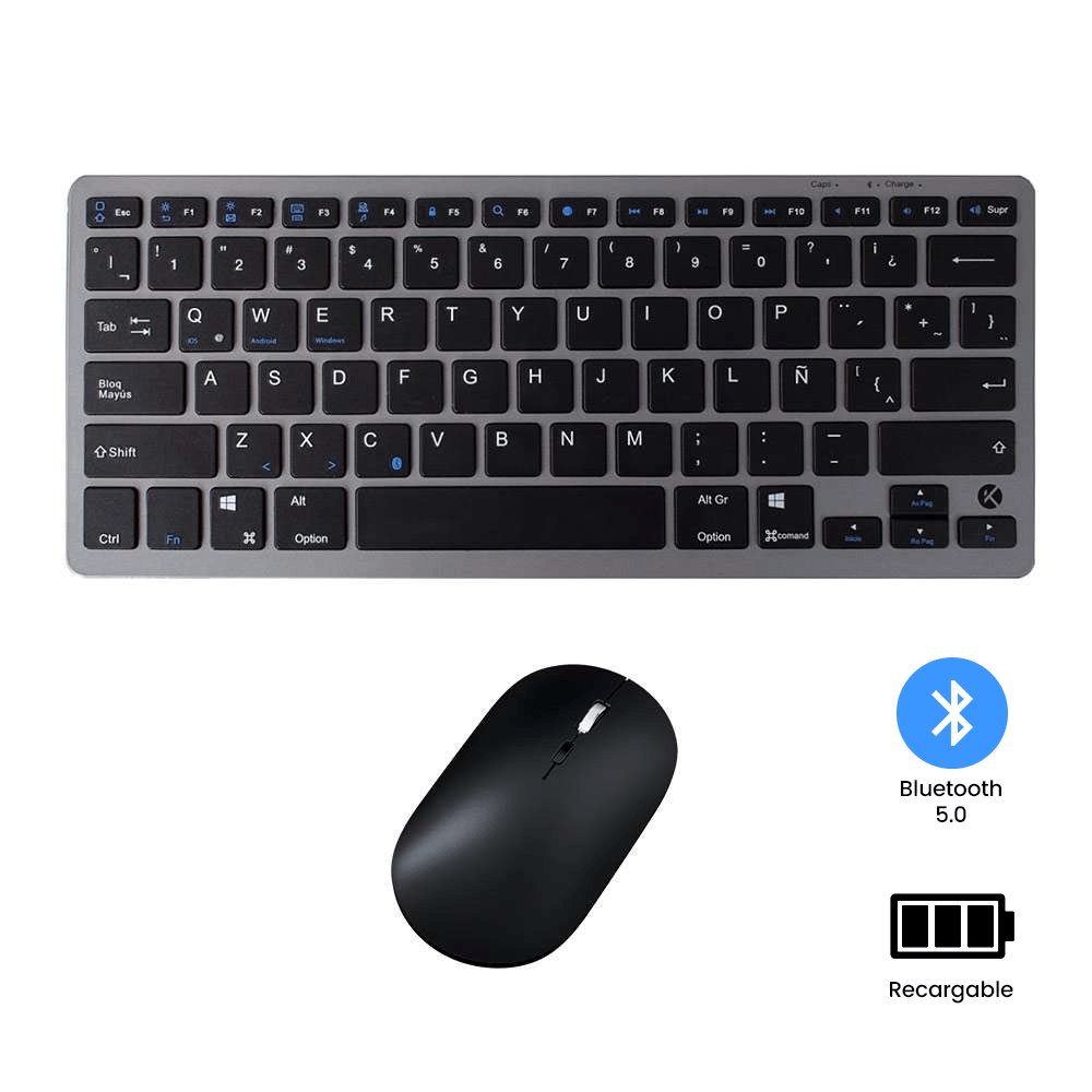 Imagen 2 del producto Kit inalámbrico Kreed teclado y mouse, membrana, conexión USB, recargable, negro