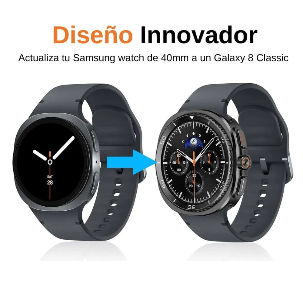 Imagen 2 del producto Case de acero inoxidable para Samsung Galaxy Watch 44mm series 4 al 7, cristal de zafiro sintético, negro