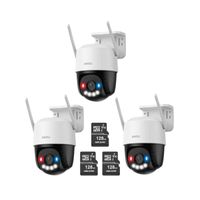Kit 3 cámaras de seguridad IMOU Cruiser SC 3K 5MP, 360° exterior, con Micro SD 128GB, blanco