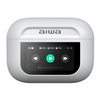 Audífonos Bluetooth TWS AIWA AWTWSGPRO true wireless, ANC, IPX4, hasta 30h, pantalla táctil, micrófono, USB Tipo-C, blanco