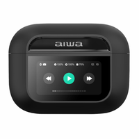 Audífonos Bluetooth TWS AIWA AWTWSGPRO true wireless, ANC, IPX4, hasta 30h, pantalla táctil, micrófono, USB Tipo-C, negro