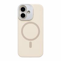 Case iBox soft line para iPhone 17 con magsafe, soporte en cámara y material de silicona, metal y microfibra, beige