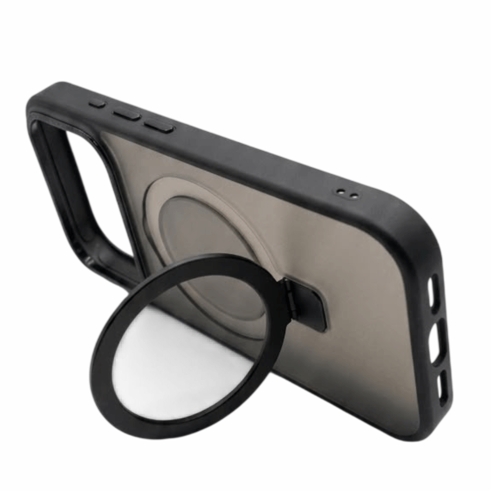 Imagen 2 del producto Case iBox metal matte para iPhone 17 Pro con magsafe, soporte en cámara y material de TPU flexible y PC rígido, negro