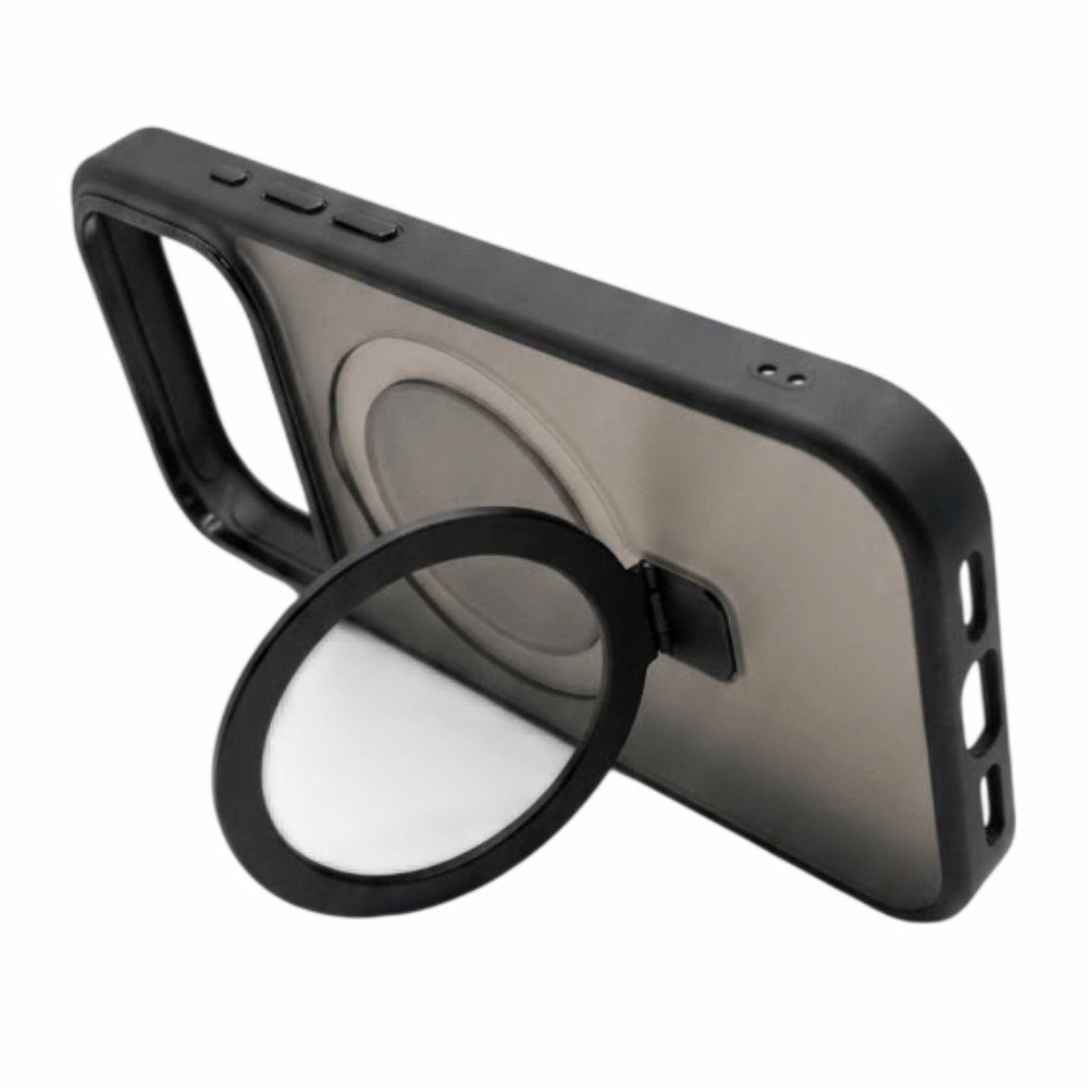 Imagen 2 del producto Case iBox metal matte para iPhone 17 Pro Max con magsafe, soporte en cámara y material de TPU flexible y PC rígido, negro