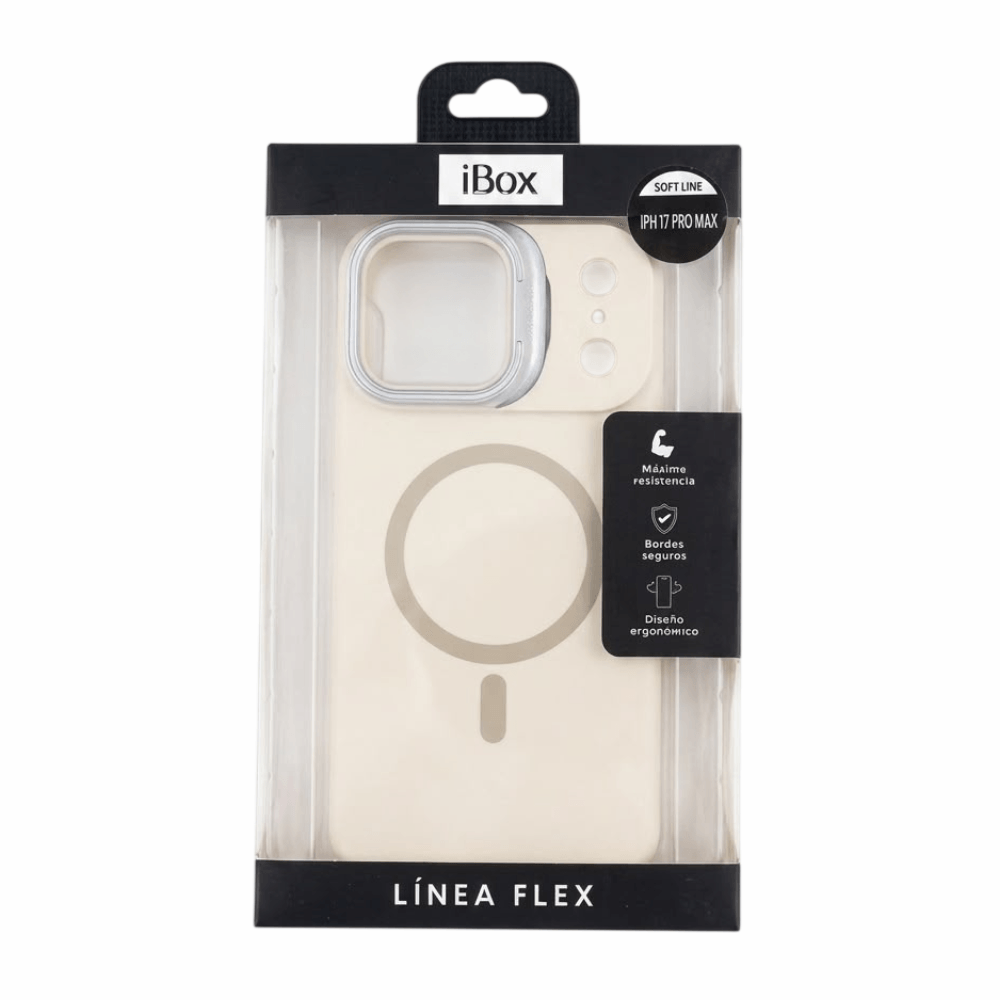 Imagen 2 del producto Case iBox soft line para iPhone 17 Pro Max con magsafe, soporte en cámara y material de silicona, metal y microfibra, beige
