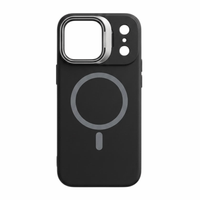 Case iBox soft line para iPhone 17 Pro Max con magsafe, soporte en cámara y material de silicona, metal y microfibra, negro