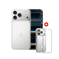 iPhone 17 Pro Max eSIM 256GB, 12GB RAM, cámara 48MP y frontal 18MP, pantalla 6.9"", silver, con case y mica