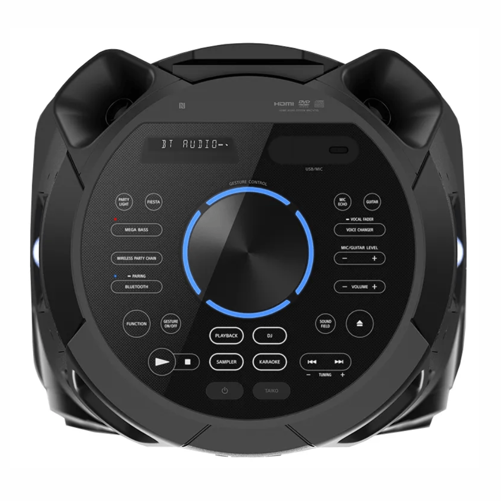 Imagen 2 del producto Parlante de torre Sony MHC-V73D, Bluetooth 4.2, DVD, HDMI, karaoke, luces de fiesta, sonido 360°, USB, FM, ruedas, negro
