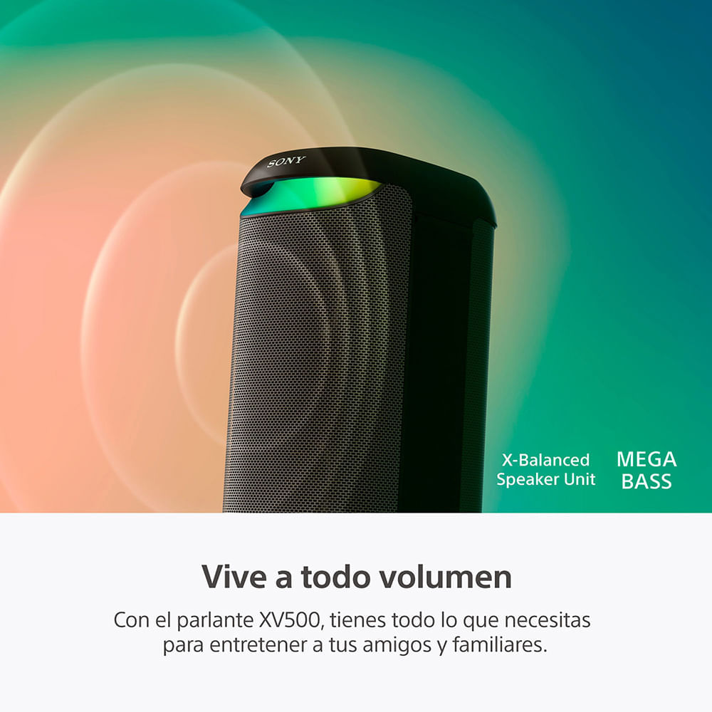 Imagen 2 del producto Parlante de torre Sony SRS-XV500 Mega Bass, bluetooth, karaoke, USB, negro
