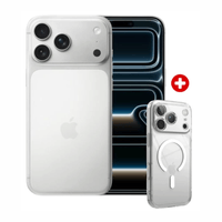 iPhone 17 Pro Max 256GB, 12GB RAM, cámara trasera 48MP y frontal 18MP, 6.9"", OLED, eSIM, 5G, silver + case Protector