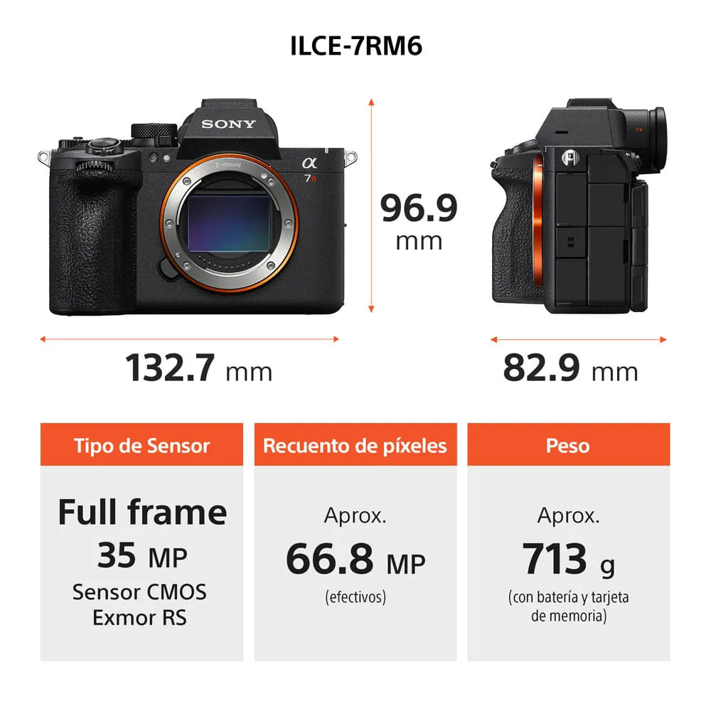 Imagen 2 del producto Cámara mirrorless Sony Alpha a7R VI Full Frame 66.8 MP, grabación en 4K, pantalla táctil, negro